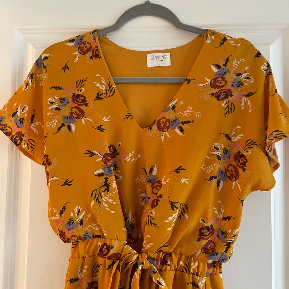 Sienna Sky Yellow Floral Wrap Tie Maxi Dress